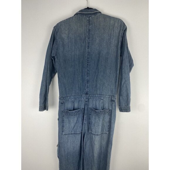 Free People Womens Denim Jumpsuit Size 27 Boiler Suit Blue Long Sleeve Cotton - Picture 6 of 12
